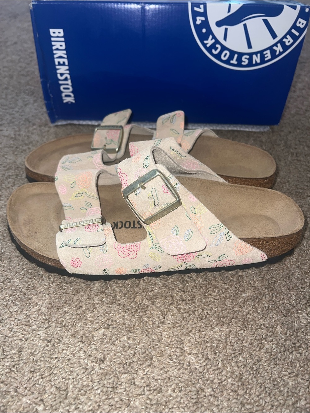 Birkenstock Arizona Sandcastle Flower Print Suede Sandal - Picture 2 of 6